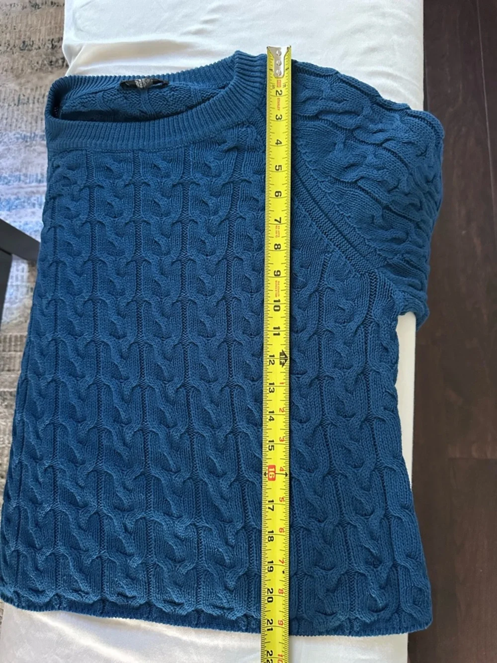 J.Crew Re-Imagined Cable Knit Sweater Blue 100% Cotton Chunky Pullover Womens